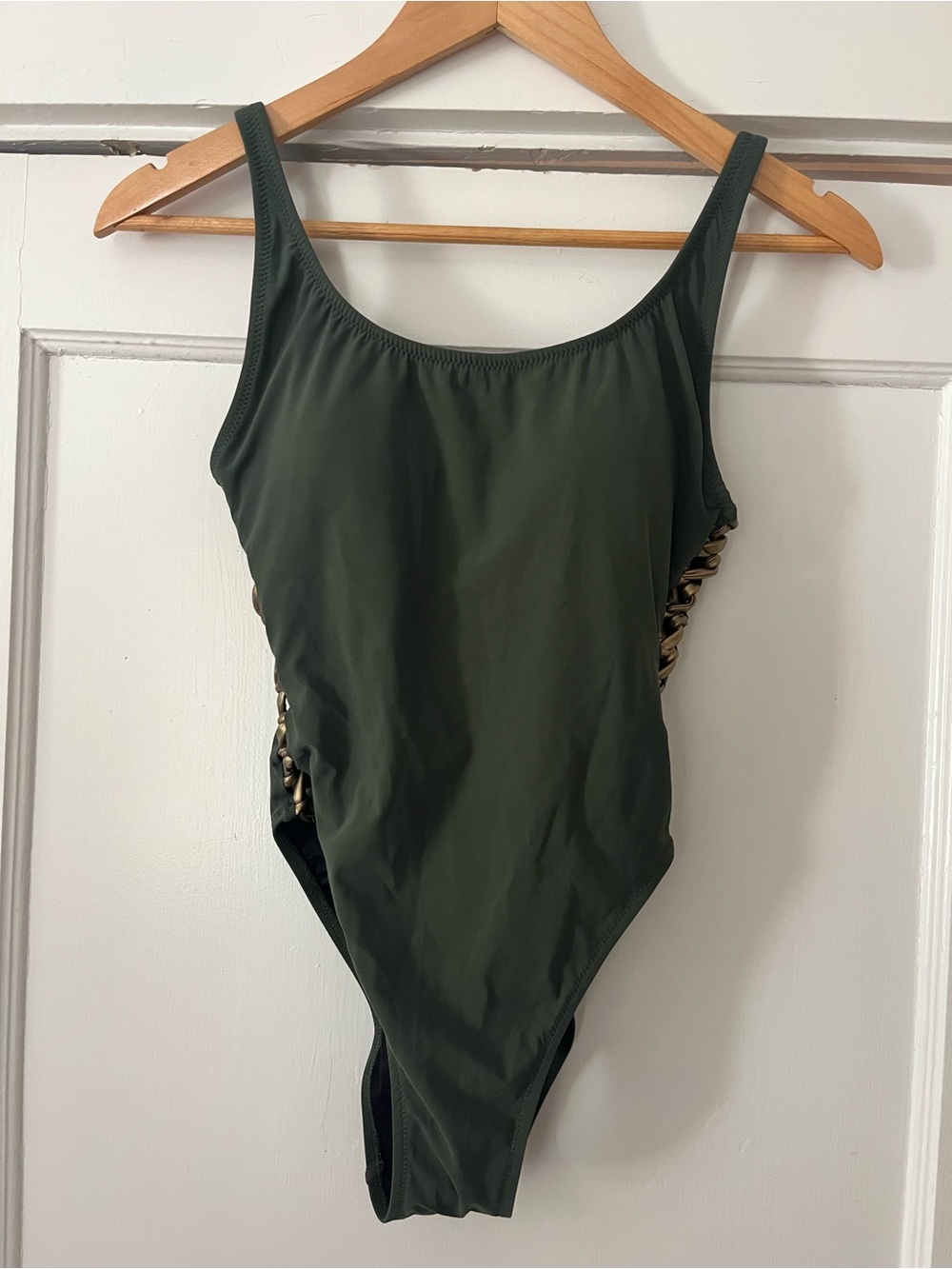 Gottex Olive Green One-Piece Swimsuit with Side Chain Detail